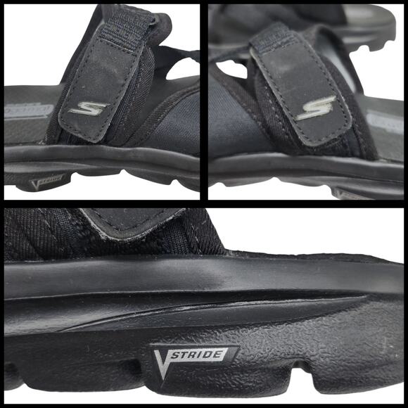 Skechers Sandals Womens 7 Black Performance On the Go Strappy Hoop Loop Goga Mat - Picture 8 of 10